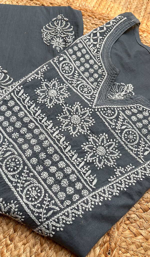 Women's Lucknowi Handcrafted Cotton Chikankari Kurti - HONC0300976