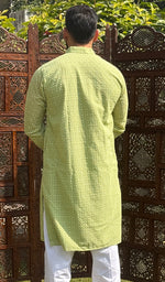 Load image into Gallery viewer, Men&#39;s Faux-Georgette Hakoba Kurta - HONC0261843
