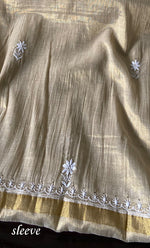 Load image into Gallery viewer, Women's Lakhnavi Handcrafted Tissue Chanderi Unstitched Chikankari Kurta And Dupatta Set - HONC0273276