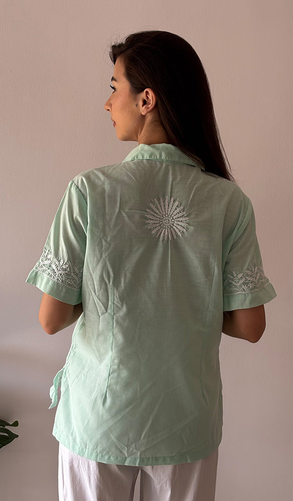 Women's Lakhnavi Handcrafted Cotton Chikankari Top - HONC0354116