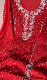 Load image into Gallery viewer, Saziya Women&#39;s Lakhnavi Handcrafted Mul Chanderi Semi - Stitched Kurta And Dupatta Set - HONC0270728
