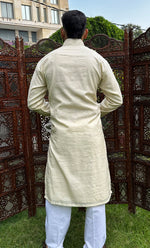 Load image into Gallery viewer, Men&#39;s Lucknowi Handcrafted Cotton Chikankari Kurta - HONC0256210
