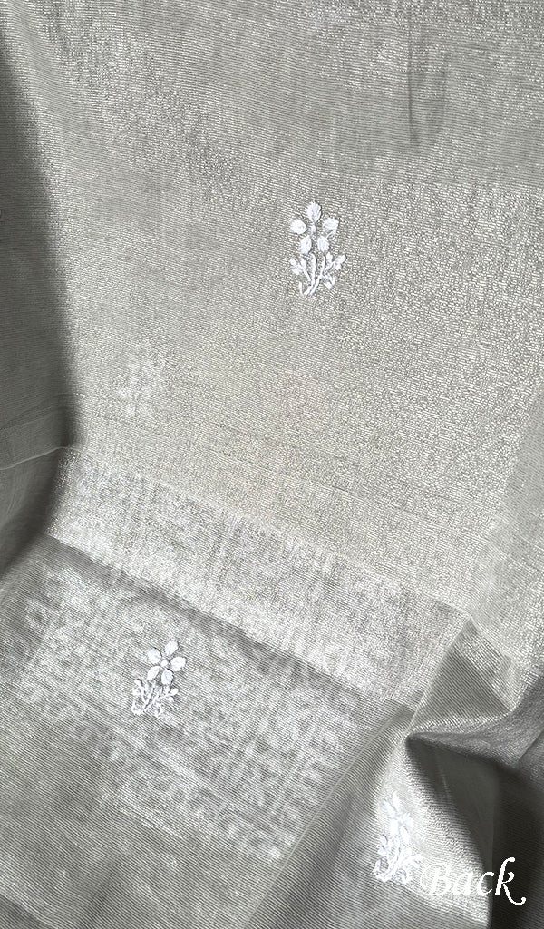 Women's Lucknowi Handcrafted Tissue Chanderi Chikankari Kurta And Dupatta Set - HONC0223407