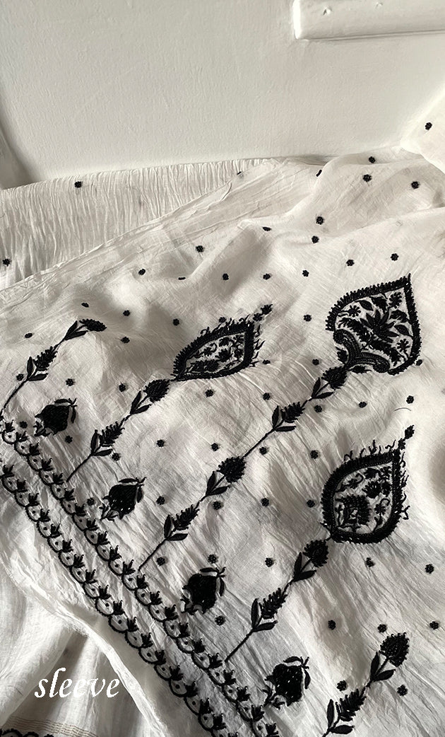 Women's Lakhnavi Handcrafted Mul Chanderi UnStitched Kurta And Dupatta Set - HONC0312361