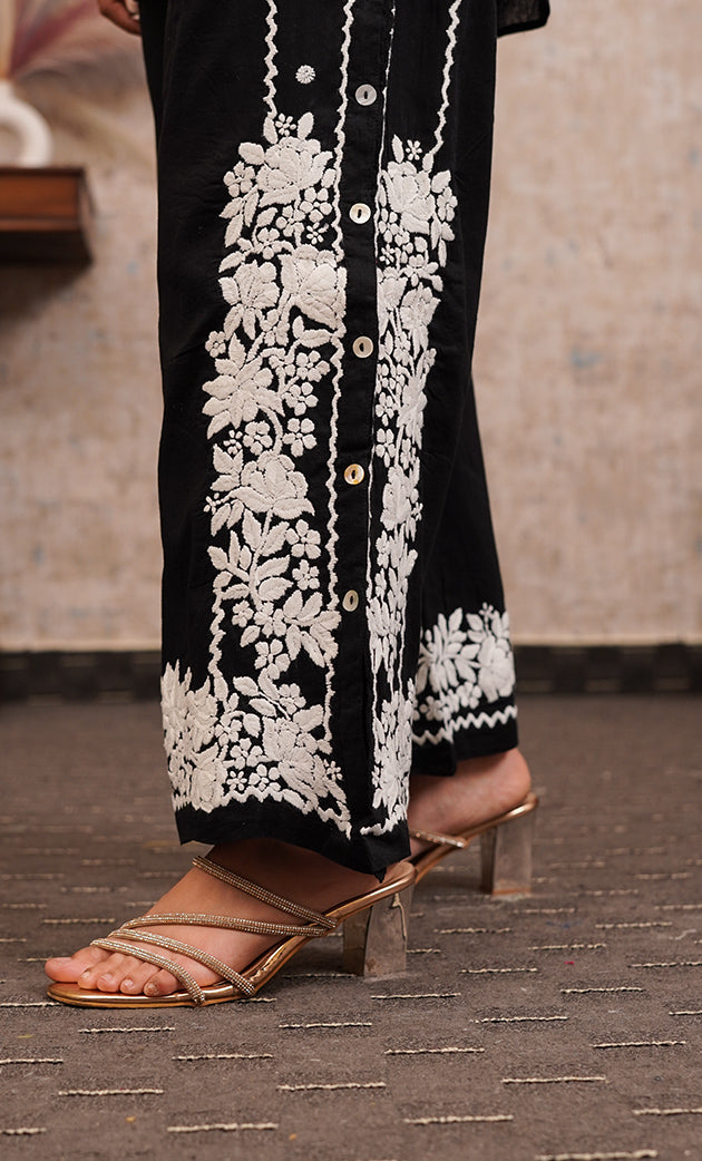 khayal Women's Lakhnavi Handcrafted Cotton Chikankari Kurti And Plazzo Set - HONC0323997