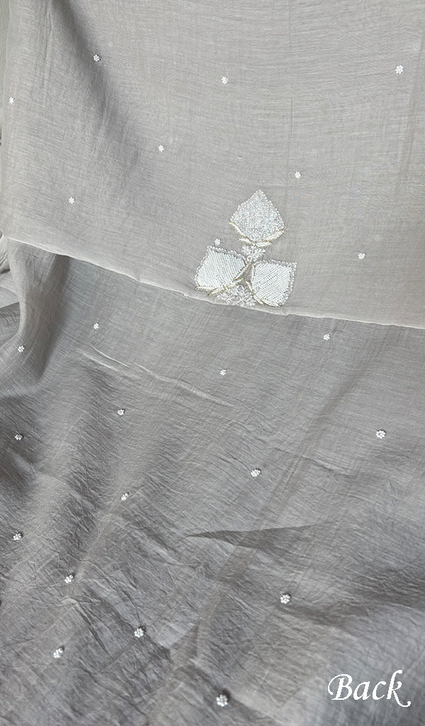Jazba Women's Lakhnavi Handcrafted Mul Chanderi Unstitched Kurta And Dupatta Set - HONC0353212