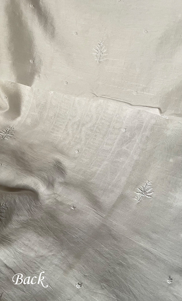 Women's Lakhnavi Handcrafted Chanderi Silk Unstitched Kurta And Dupatta Set - HONC0327486