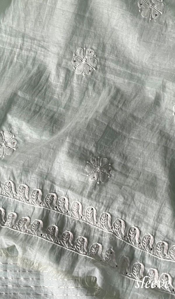 Women's Lakhnavi Handcrafted Mul Chanderi Kurta And Dupatta Set - HONC0254133