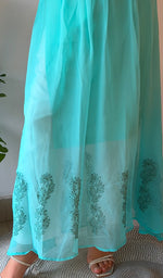 将图像加载到图库查看器中， Aadab Women's Lucknowi Handcrafted Faux-Georgette Chikankari Anarkali Dress - HONC038933
