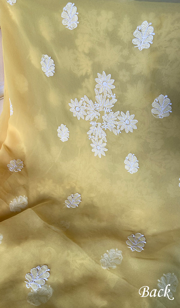 Women's Lucknowi Handcrafted Faux-Georgette Unstitched Chikankari Suit Material - HONC0348785