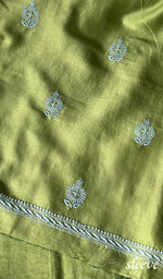 Load image into Gallery viewer, Women&#39;s Lucknowi Handcrafted Chanderi Silk Chikankari Full Suit Material - HONC0119140

