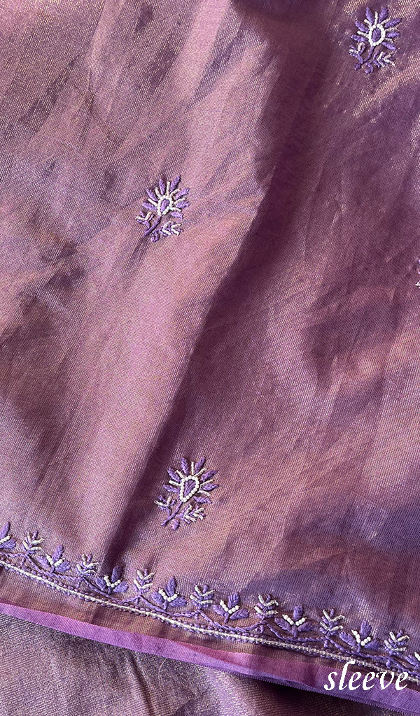 Women's Lakhnavi Handcrafted Tissue Chanderi Chikankari Suit Material - HONC0275991