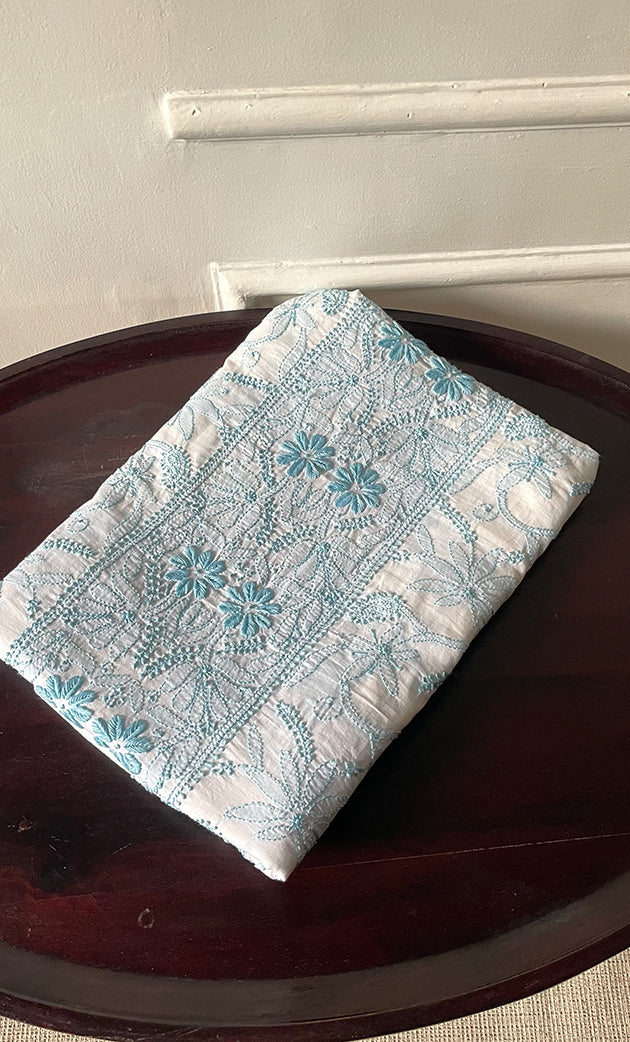 Women's Lakhnavi Handcrafted Modal Cotton Chikankari Unstitched Kurti Fabric - HONC0325224