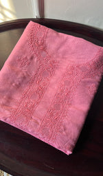 Load image into Gallery viewer, Lucknowi Handcrafted Munga Silk Chikankari Unstitched Men&#39;s Kurta Fabric - HONC017976
