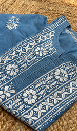 将图像加载到图库查看器中， Women&#39;s Lucknowi Handcrafted Cotton Chikankari Kurti - HONC0301076

