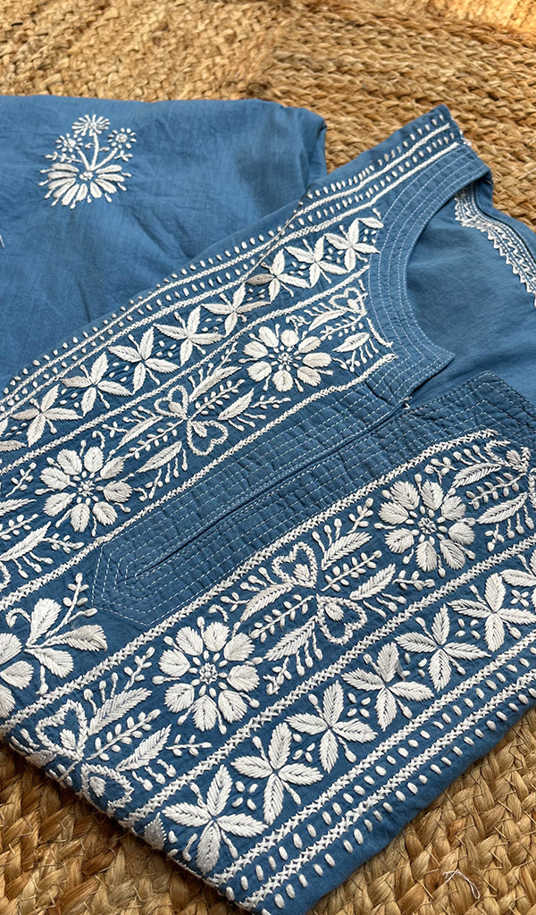 Women's Lucknowi Handcrafted Cotton Chikankari Kurti - HONC0301076