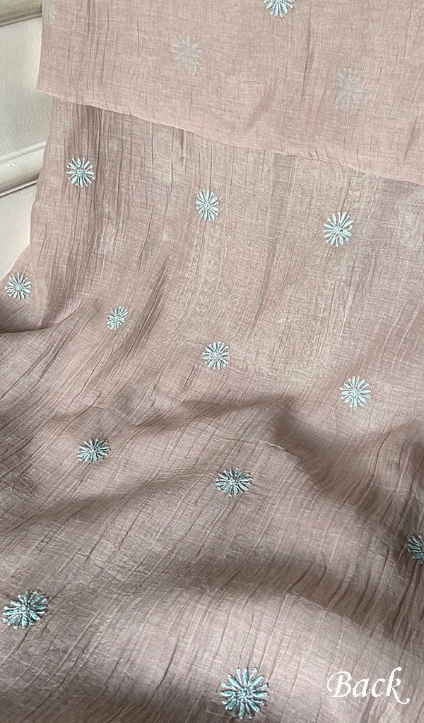 Women's Lakhnavi Handcrafted Mul Chanderi Unstitched Kurta And Dupatta Set - HONC0326140