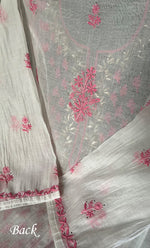将图像加载到图库查看器中， Saziya Women's Lakhnavi Handcrafted Mul Chanderi Semi - Stitched Kurta And Dupatta Set - HONC0337748
