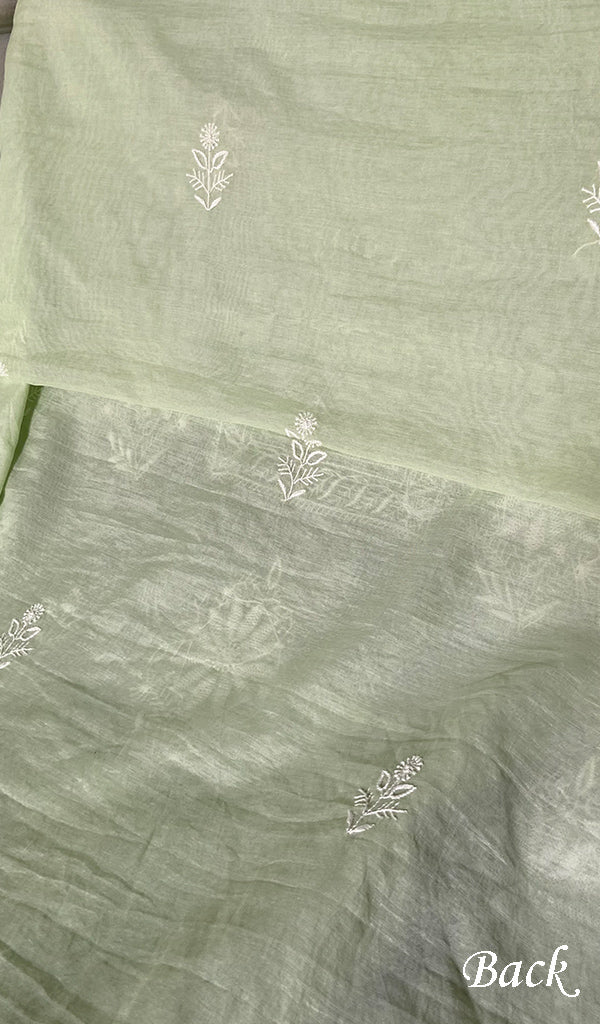 Women's Lakhnavi Handcrafted Chanderi Silk Unstitched Chikankari Full Suit - HONC0351094