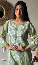 Load image into Gallery viewer, Women's Lakhnavi Handcrafted Kota Cotton Chikankari Kurti - HONC0360433
