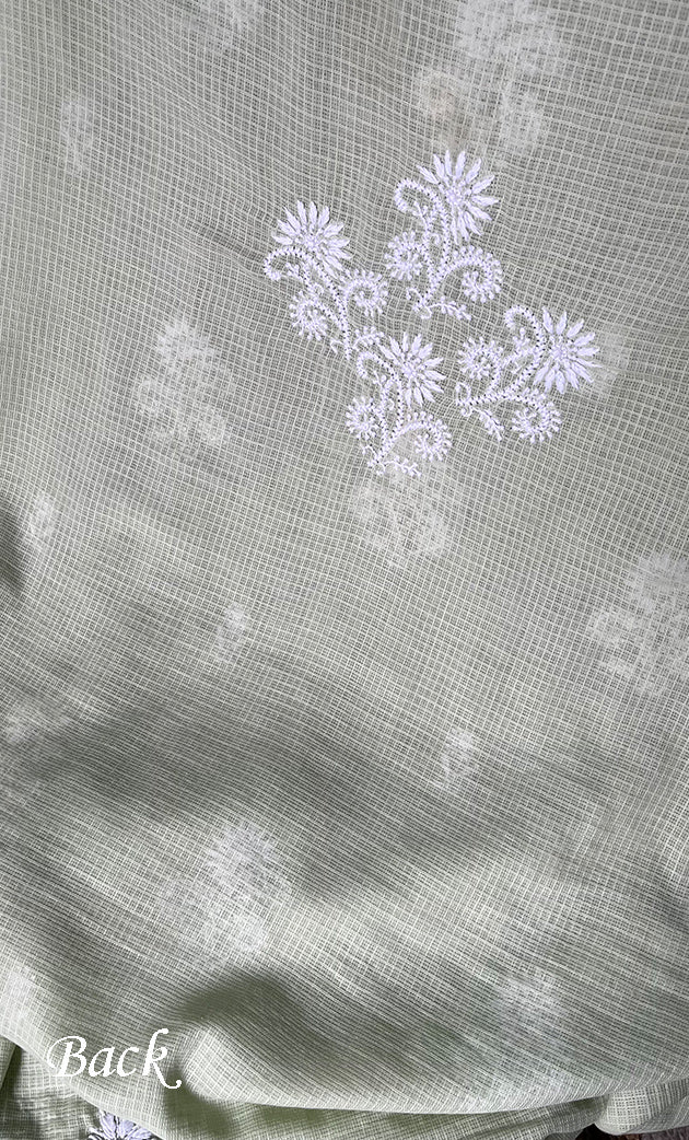 Women's Lucknowi Handcrafted Kota Cotton Chikankari Unstitched Kurta And Dupatta Set - HONC0312634