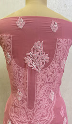 Load image into Gallery viewer, Women&#39;s Lucknowi Handcrafted Faux-Georgette Chikankari Suit Material - HONC0149119
