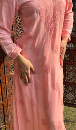 Load image into Gallery viewer, Faiza Women&#39;s Lucknowi Handcrafted Modal Cotton Chikankari Kurti -- HONC0209813
