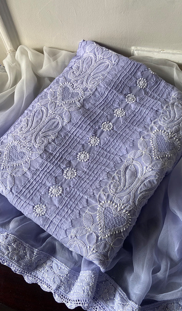 Women's Lakhnavi Handcrafted Cotton Chikankari Suit Material - HONC0289735