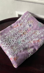 将图像加载到图库查看器中， Disha Women's Lakhnavi Handcrafted Organza Chikankari Unstitched Kurti Fabric - HONC0332151