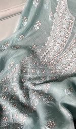 Load image into Gallery viewer, Rishana Women's Lakhnavi Handcrafted Mul Chanderi Unstitched Kurta And Dupatta Set- HONC0322451