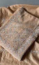 将图像加载到图库查看器中， Women&#39;s Lakhnavi Handcrafted Mul Chanderi Semi - stitched Kurta And Dupatta Set- HONC0280973
