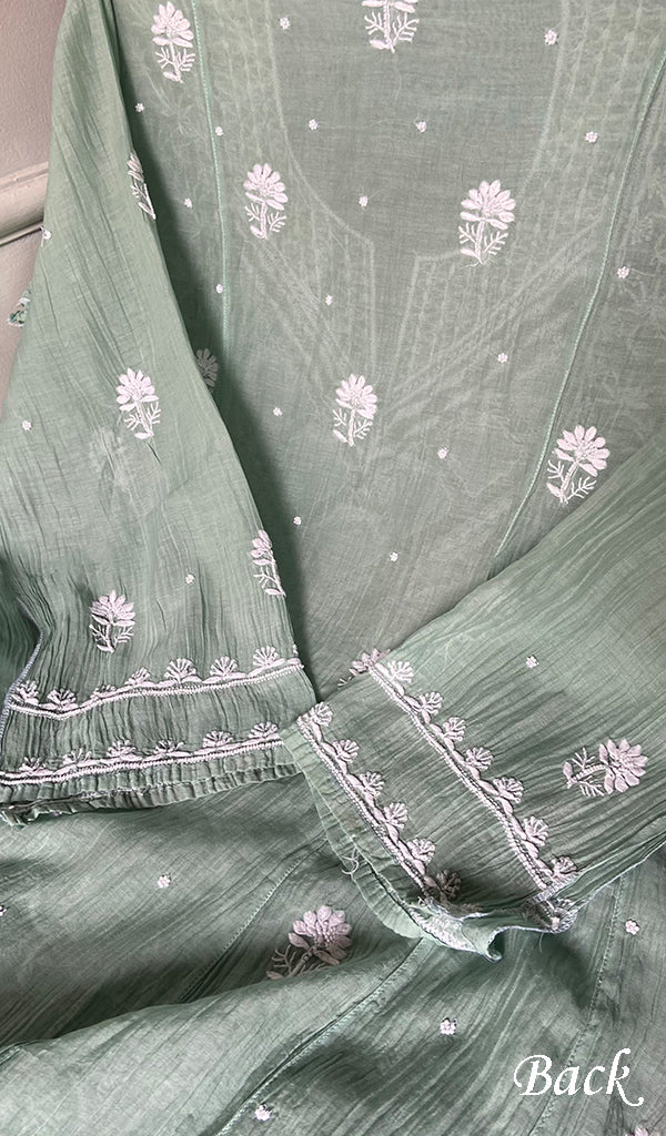 Women's Lakhnavi Handcrafted Mul Chanderi Semi Stitched Kurta And Dupatta Set - HONC30358774