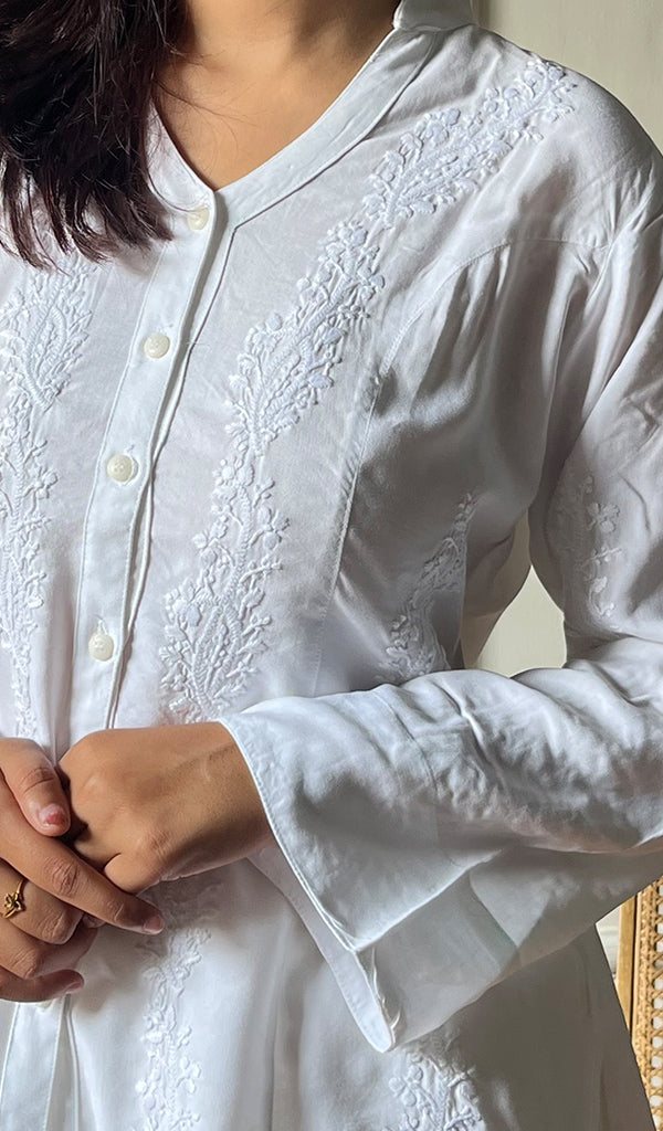 Women's Lakhnavi Handcrafted Modal Cotton Chikankari Top - HONC0287585