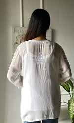 Load image into Gallery viewer, Women&#39;s Lucknowi Handcrafted  Pure Georgette Chikankari Top - HONC0269334
