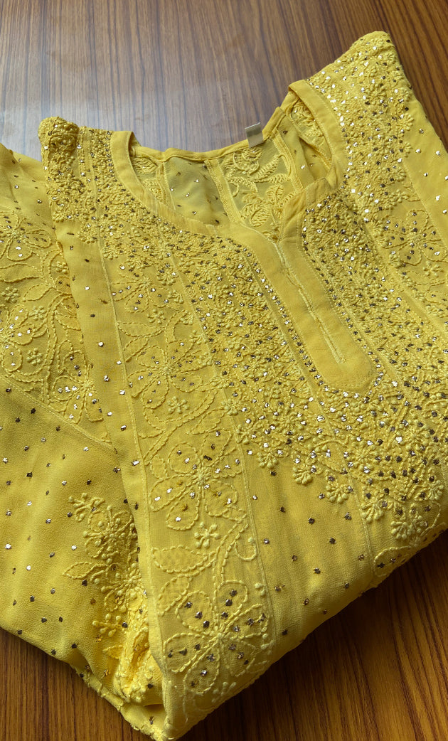 Nilofar Women's Lakhnavi Handcrafted Viscose Georgette Chikankari Anarkali - HONC0269042