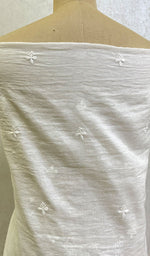 将图像加载到图库查看器中， Lucknowi Handcrafted White Cotton Chikankari Unstitched Men&#39;s Kurta Fabric - HONC0146627
