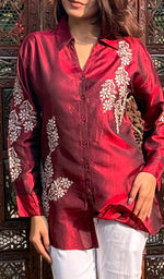 Load image into Gallery viewer, Arohi Women&#39;s Lakhnavi Handcrafted Pure banglore silk top with fine Chikankari - HONC0261651
