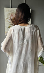 将图像加载到图库查看器中， Women&#39;s Lucknowi Handcrafted Mul chanderi Chikankari Kaftan - HONC0303414
