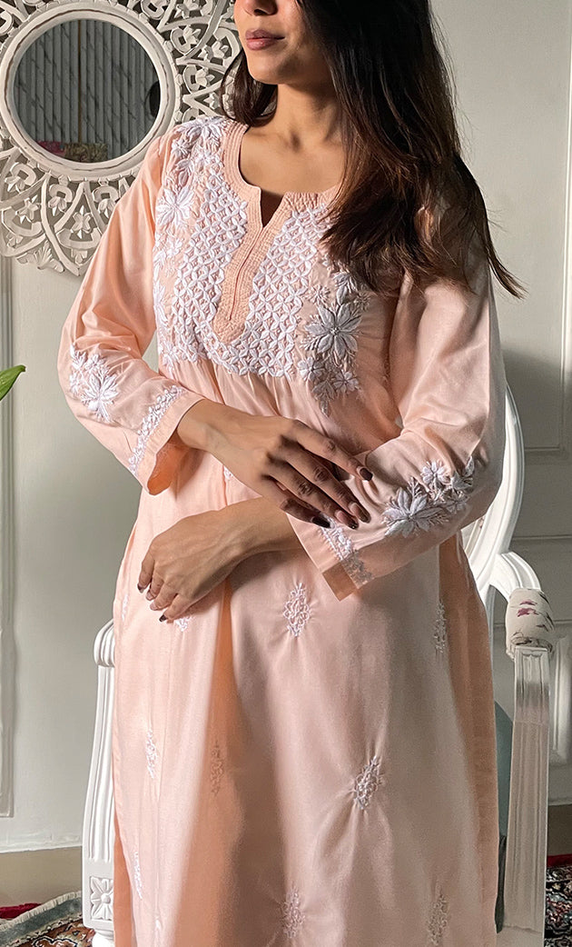 Women's Lucknowi Handcrafted Cotton Chikankari Kurti - HONC0330699