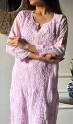 Load image into Gallery viewer, Women's Lakhnavi Handcrafted Muslin Chikankari Kurti - HONC0337464