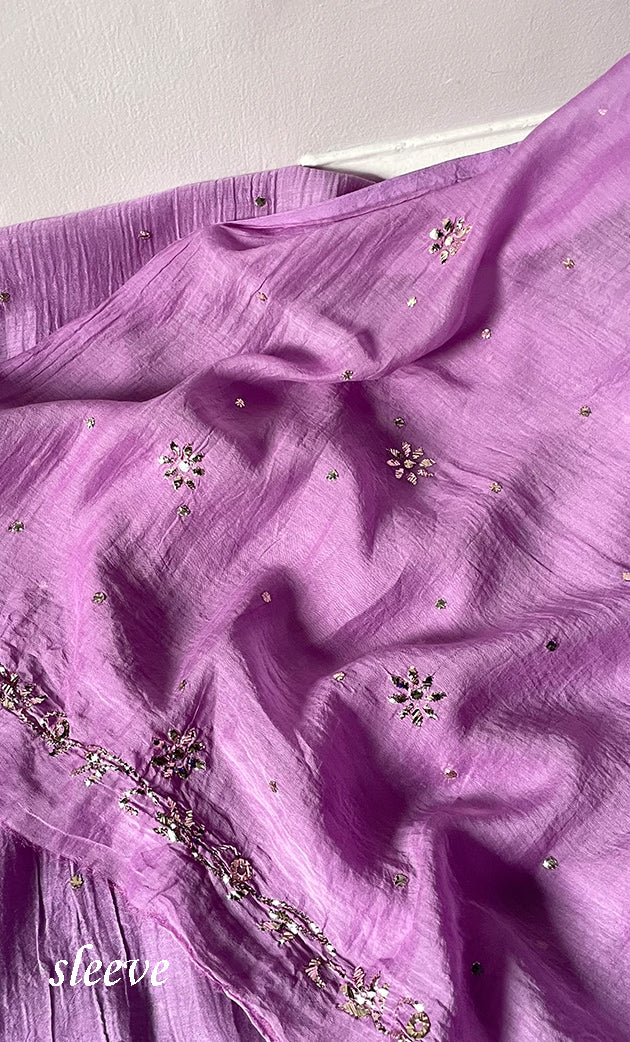 Women's Lakhnavi Handcrafted Mul Chanderi Unstitched Chikankari Full Suit Material - HONC0323631