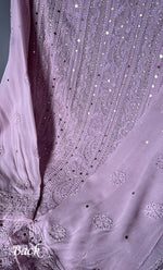 Load image into Gallery viewer, Women&#39;s Lucknowi Handcrafted Viscose Georgette Semi - Stitched Chikankari Anarkali and Dupatta Set- HONC0311035
