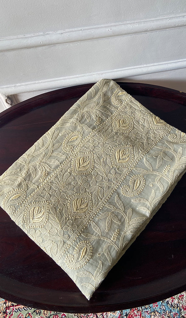 Women's Lakhnavi Handcrafted Cotton Chikankari Unstitched Kurti Fabric - HONC0348846