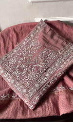 Load image into Gallery viewer, Women&#39;s Lakhnavi Handcrafted Mul Chanderi Semi -stitched Chikankari Full Suit Material - HONC0296115
