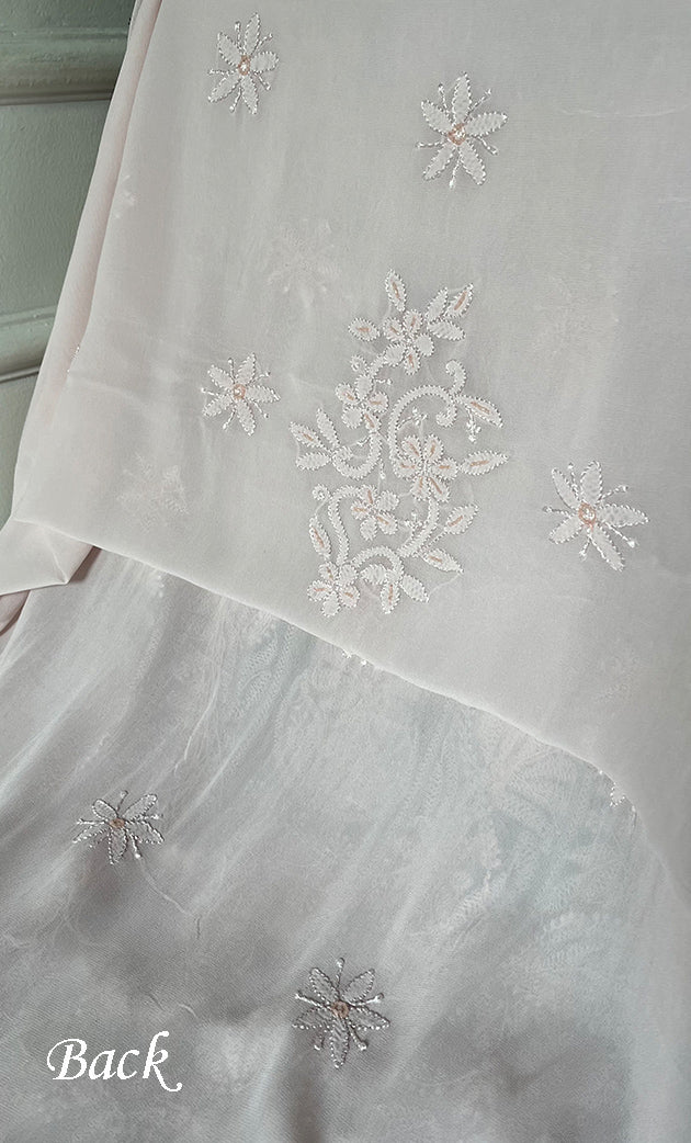 Women's Lucknowi Handcrafted Viscose Georgette Unstitched Chikankari Suit Material - HONC0325150