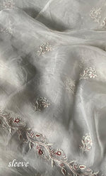 将图像加载到图库查看器中， Women&#39;s Lakhnavi Handcrafted Pure Organza Chikankari Unstitched Kurta And Dupatta Set- HONC0297177

