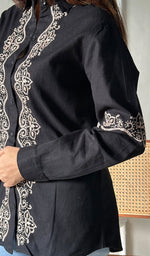 Load image into Gallery viewer, Women&#39;s Lucknowi Handcrafted Slub Cotton Chikankari Top - HONC0299180

