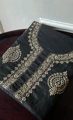 Load image into Gallery viewer, Lucknowi Handcrafted Munga Silk Chikankari Unstitched Men&#39;s Kurta Fabric - HONC0327307
