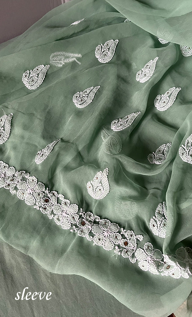 Women's Lucknowi Handcrafted Faux-Georgette Chikankari Suit Material - HONC0263405
