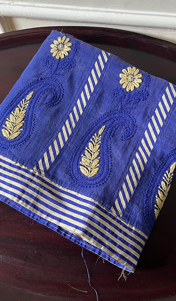 Women's Lakhnavi Handcrafted Kota Cotton Chikankari Unstitched Kurti Fabric - N7567